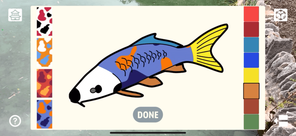 pain a virtual koi before releasing it into a pond through AR