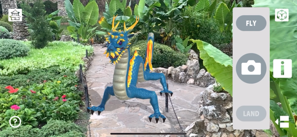 Kokoro - the garden's detailed 3D generated augmented reality dragon.